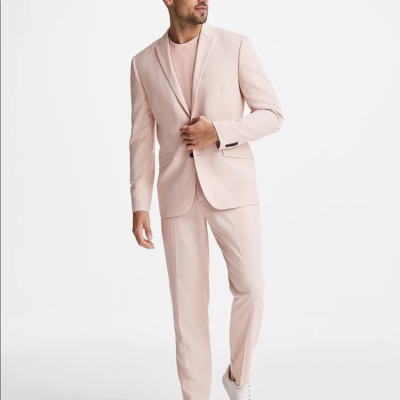 Express Other - Express Brand - Slim Solid Slub Pink Hyper Stretch Suit Coat/Pant